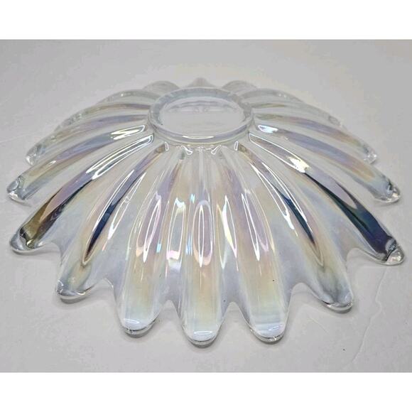 Vintage Federal Iridescent Celestial Sunburst Center Art Glass Bowl 11 3/8" - Picture 5 of 8